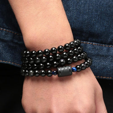 108 Black Rainbow Obsidian Mala Beads Bracelet - 8mm / 6mm-Your Soul Place